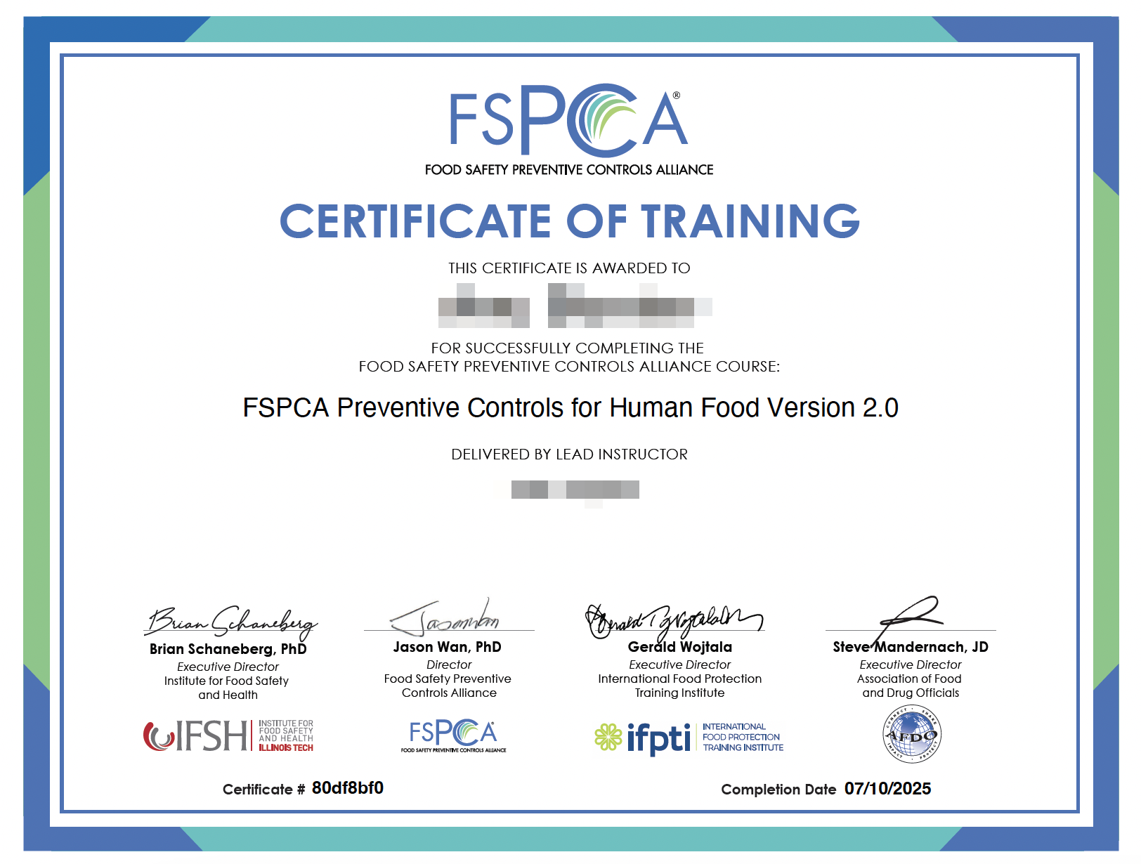 FSPCA Preventive Controls for Human Food Course | 3-Day Training ...
